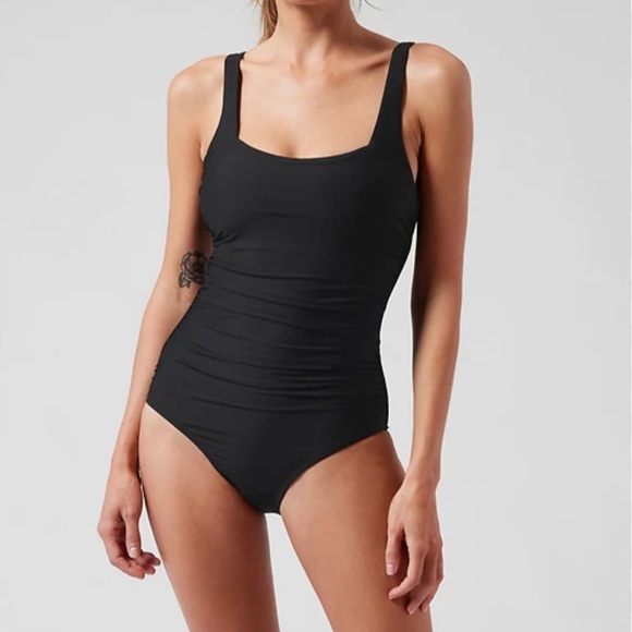 Athleta Swim Nwt Athleta Square Neck One Piece Swim Bathing Suit Black New M Tall Poshmark
